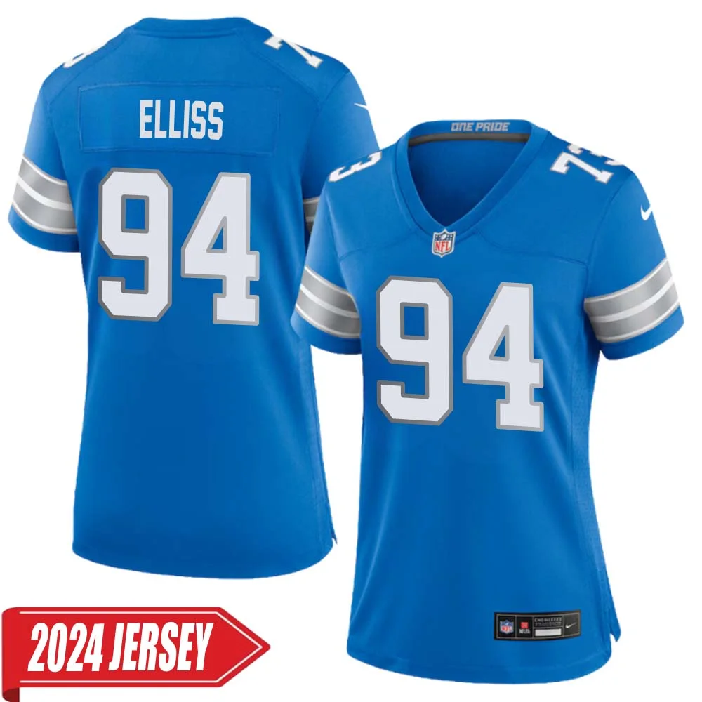 Luther Elliss No 94 Woman s Detroit Lions Home Game 2024 Jersey Blue