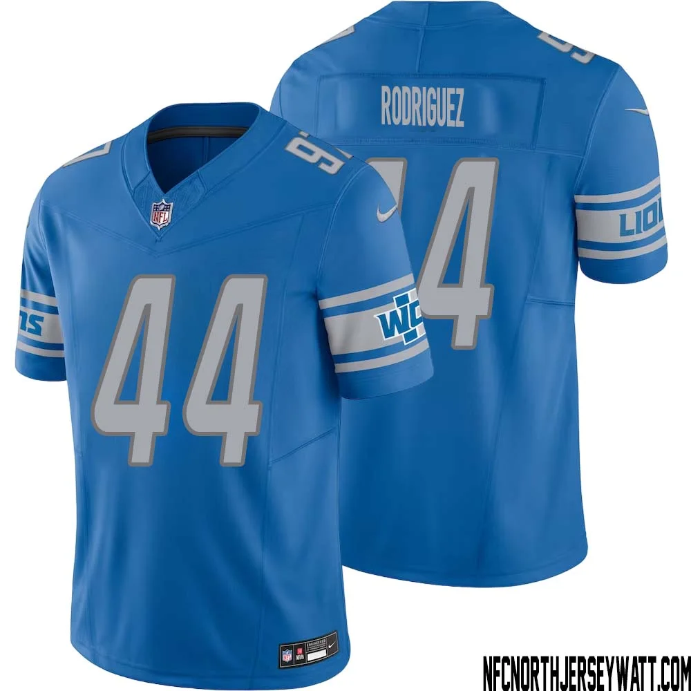 Malcolm Rodriguez No 44 Men Blue Detroit Lions Vapor F.U.S.E. Limited Jersey 1