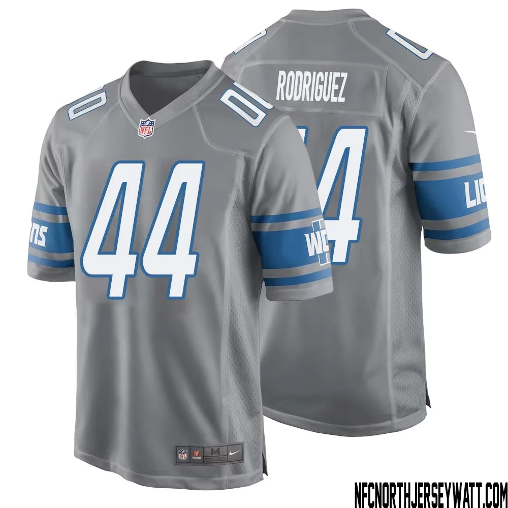 Malcolm Rodriguez No 44 Men Gray Detroit Lions Player Alternate Game Jersey 1