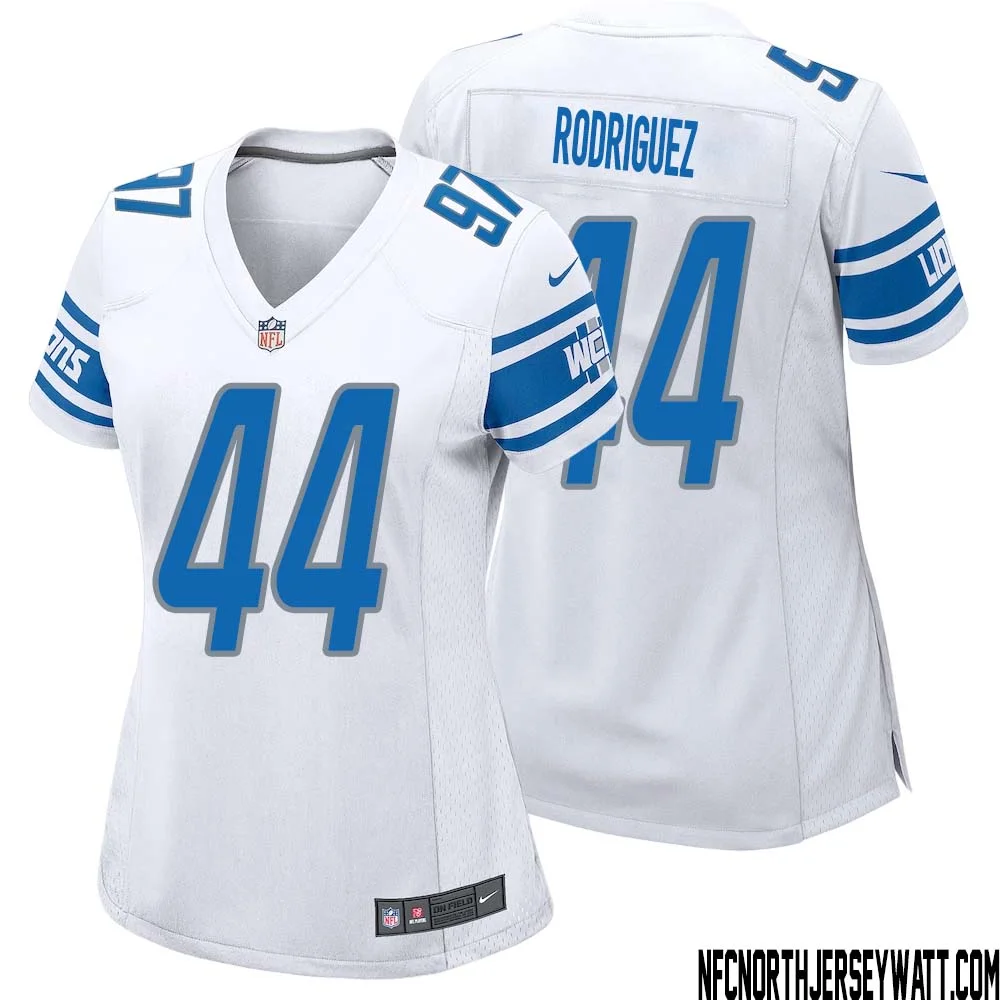Malcolm Rodriguez No 44 Women White Detroit Lions Player Away Game Jersey 1