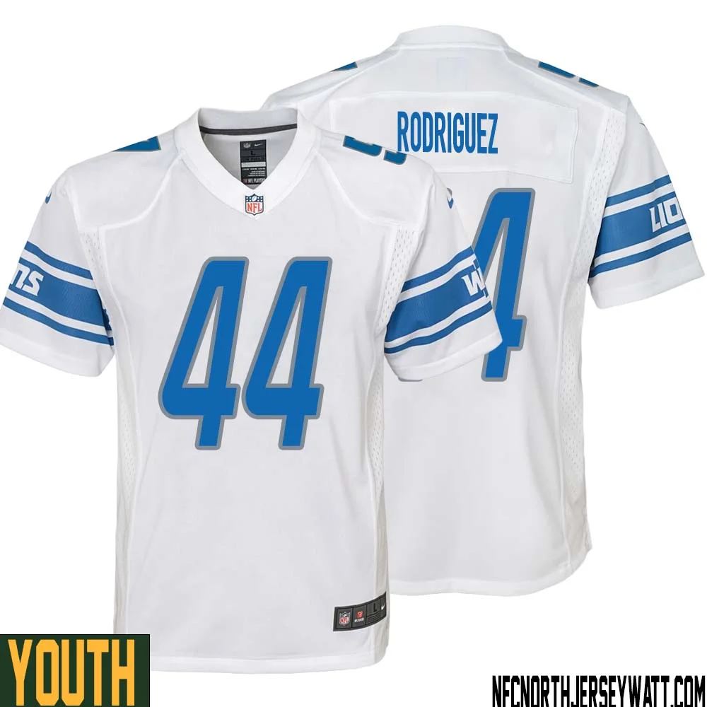 Malcolm Rodriguez No 44 Youth White Detroit Lions Player Away Game Jersey