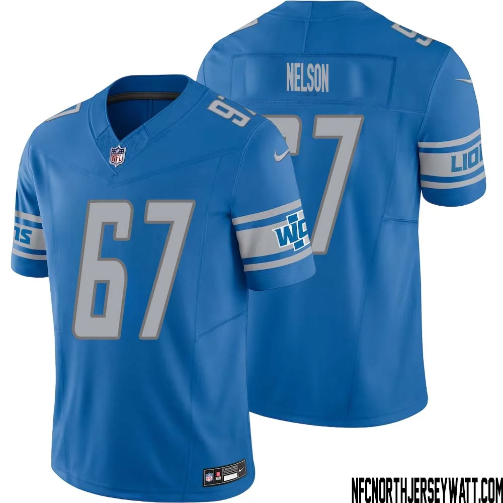 Matt Nelson No 67 Men Blue Detroit Lions Vapor F.U.S.E. Limited Jersey