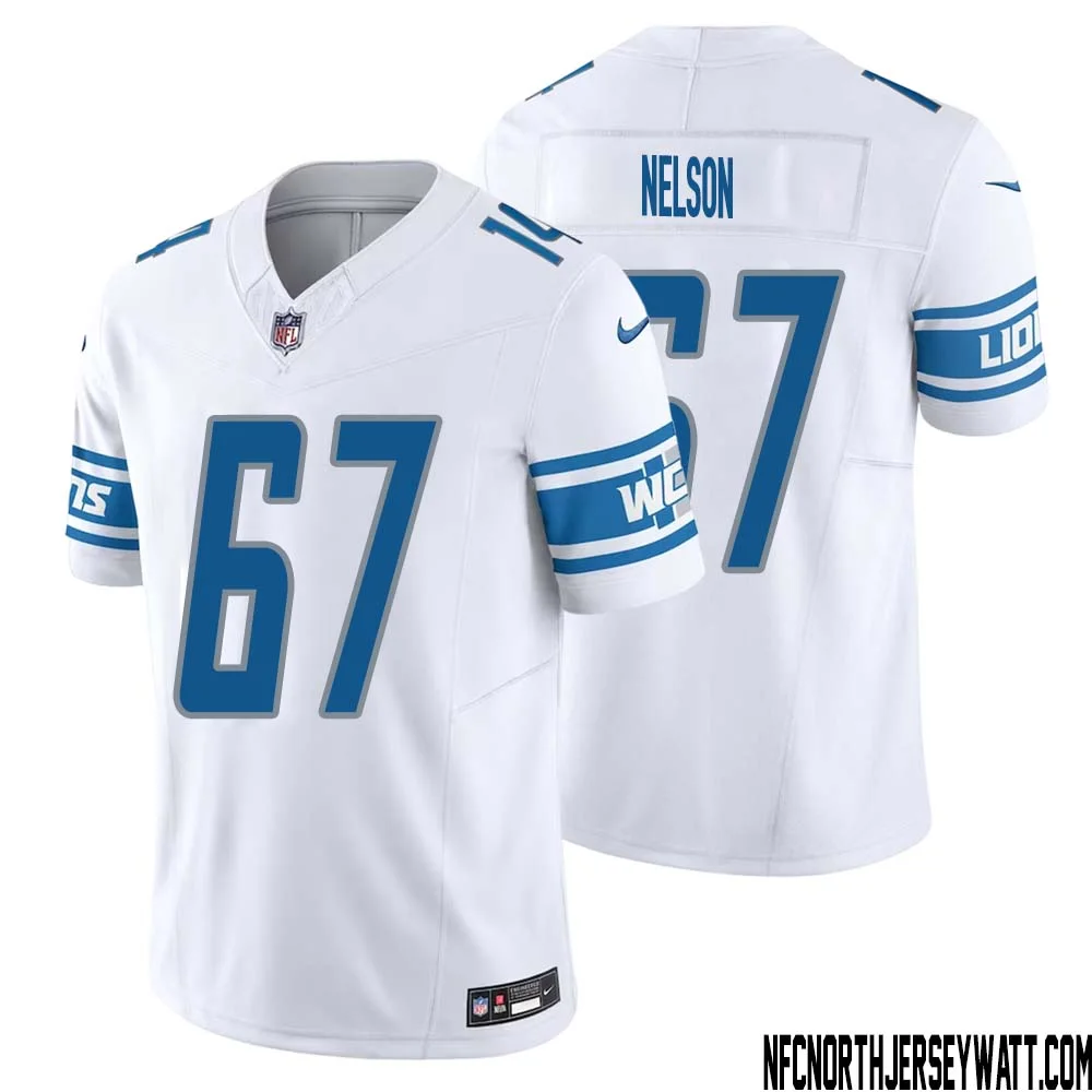 Matt Nelson No 67 Men White Detroit Lions Vapor F.U.S.E. Limited Jersey 1