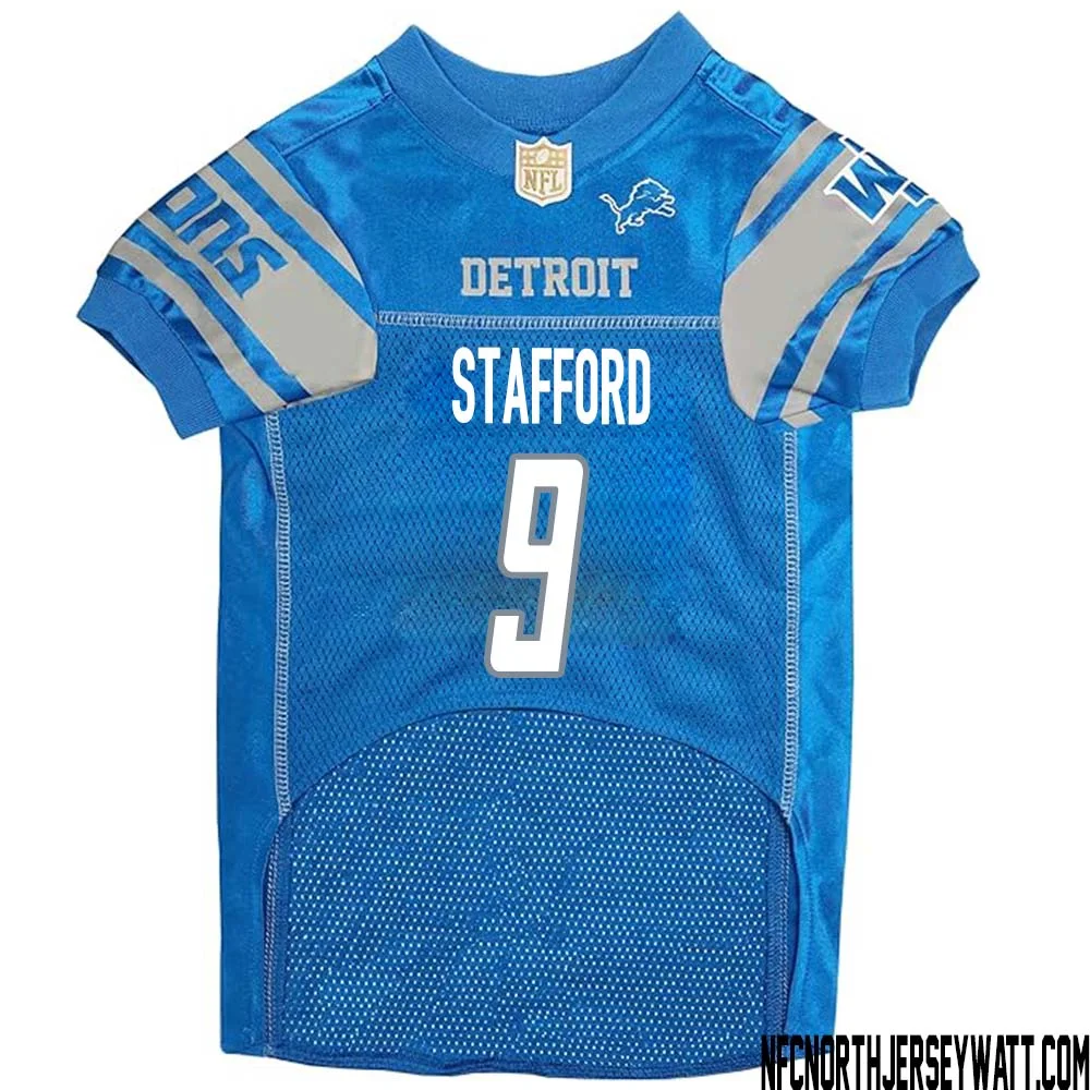 Matthew Stafford No 9 Blue Detroit Lions Dog Jersey 1