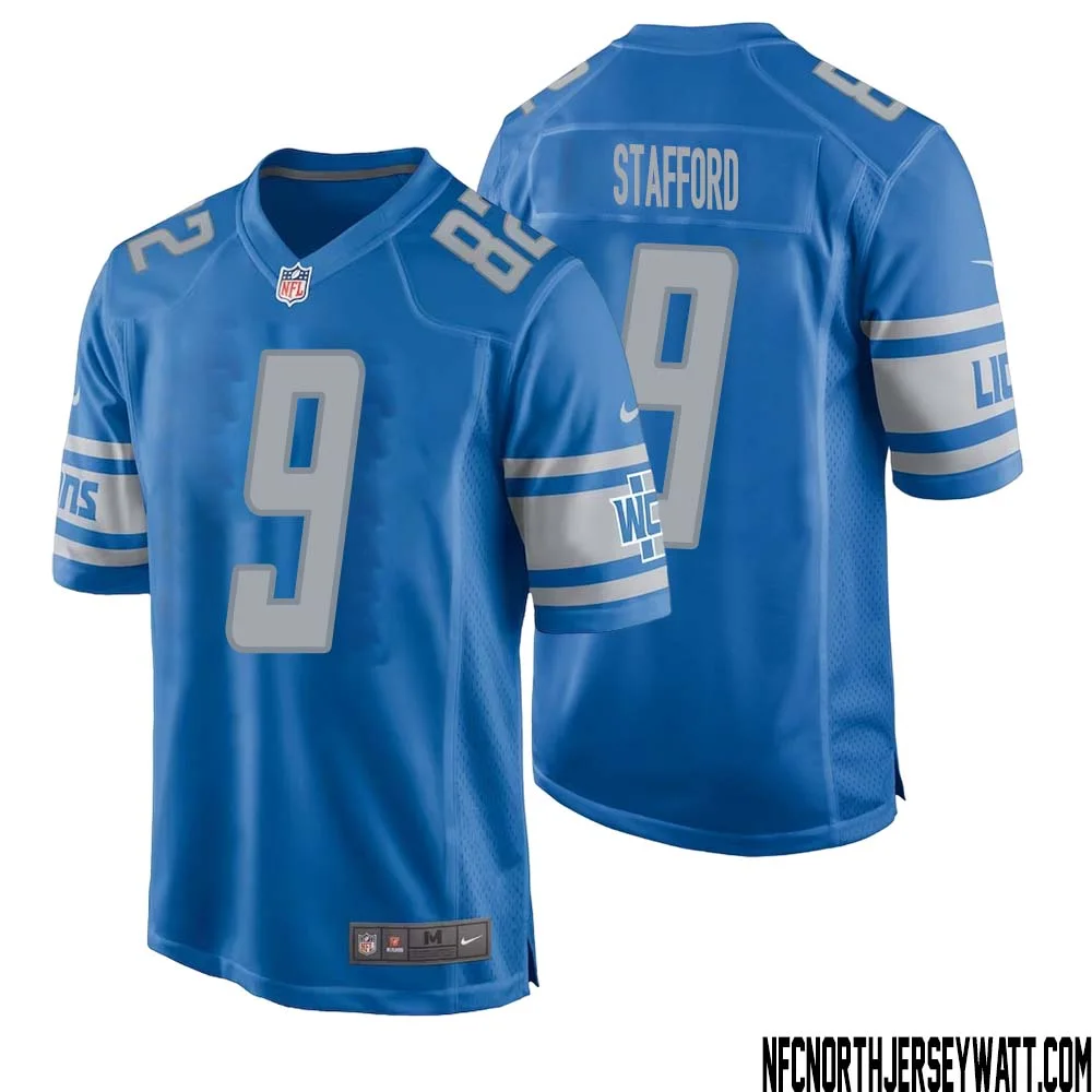 Matthew Stafford No 9 Men Blue Detroit Lions Player Home Game Jersey