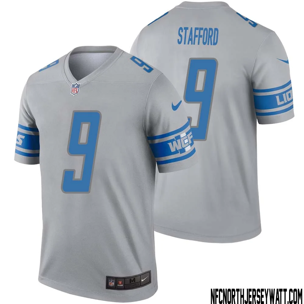 Matthew Stafford No 9 Men Gray Detroit Lions Inverted Legend Jersey 1