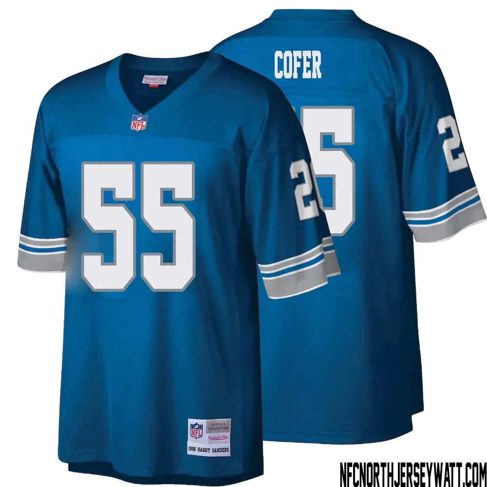 Mike Cofer No 55 Men Mitchell Ness Blue Detroit Lions Legacy Replica Jersey