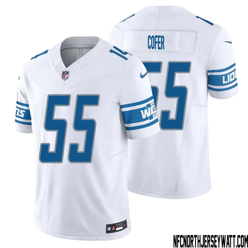 Mike Cofer No 55 Men White Detroit Lions Vapor F.U.S.E. Limited Jersey