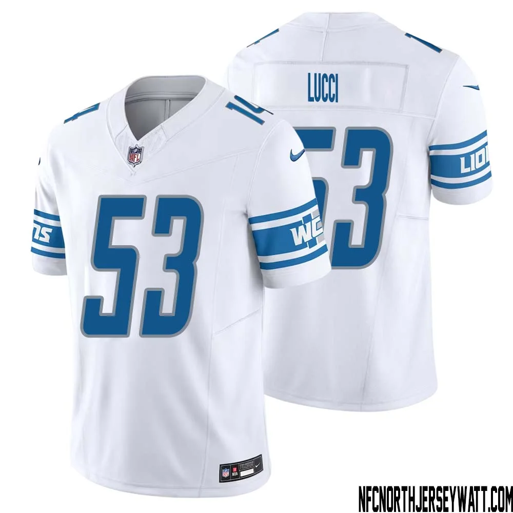 Mike Lucci No 53 Men White Detroit Lions Vapor F.U.S.E. Limited Jersey