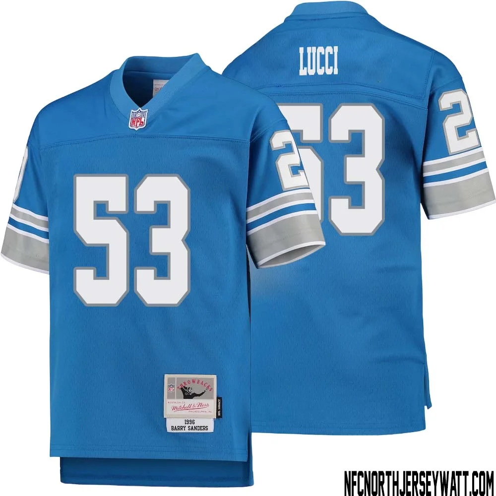 Mike Lucci No 53 Youth Mitchell Ness Blue Detroit Lions 1996 Legacy Retired Player Jersey