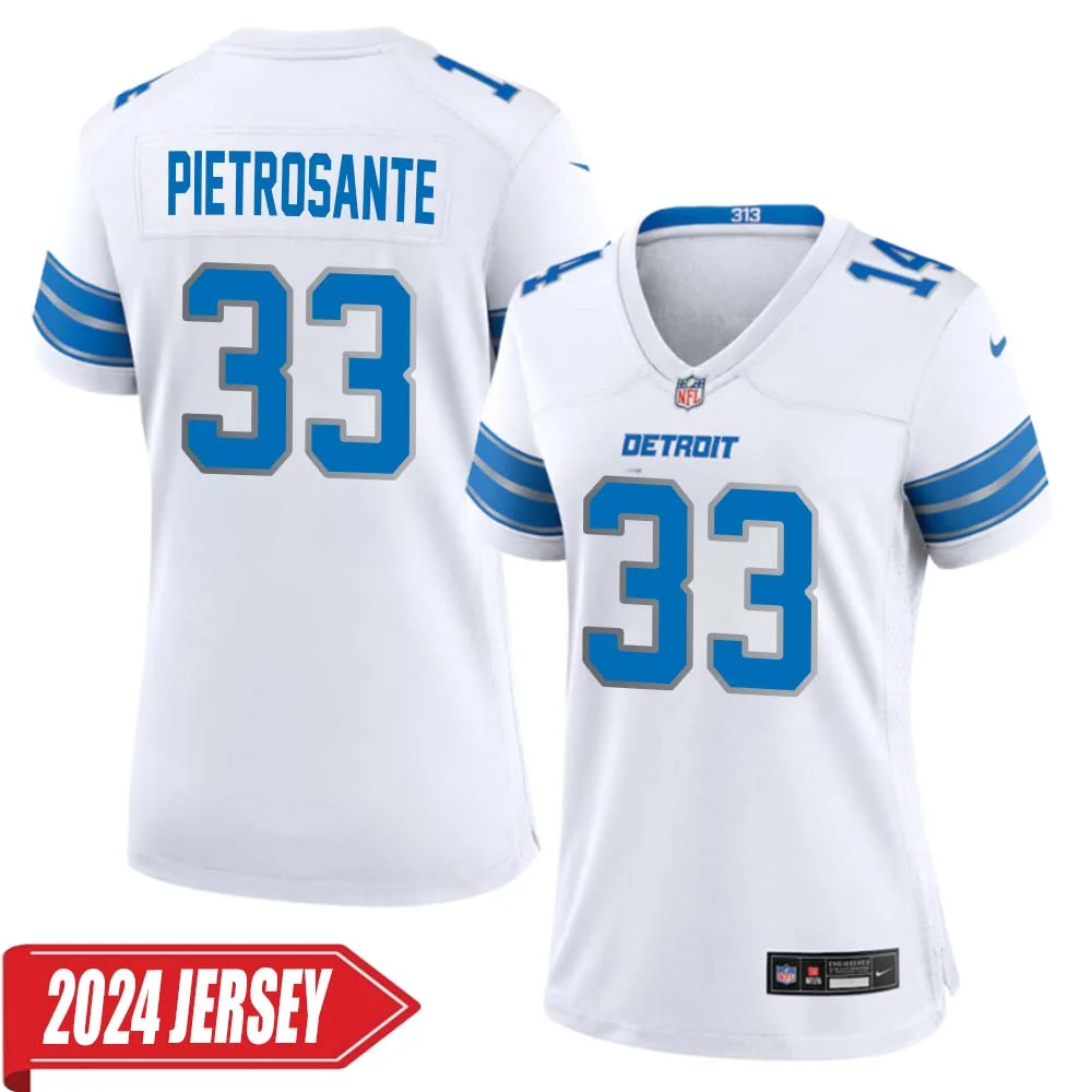 Nick Pietrosante No 33 Woman s Detroit Lions Away Game 2024 Jersey White