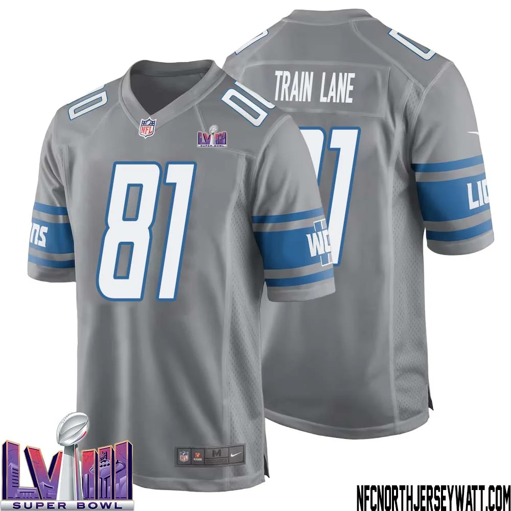 Night Train Lane No 81 Men Grey Detroit Lions Player Super Bowl LVIII Alternate Game Jersey 1