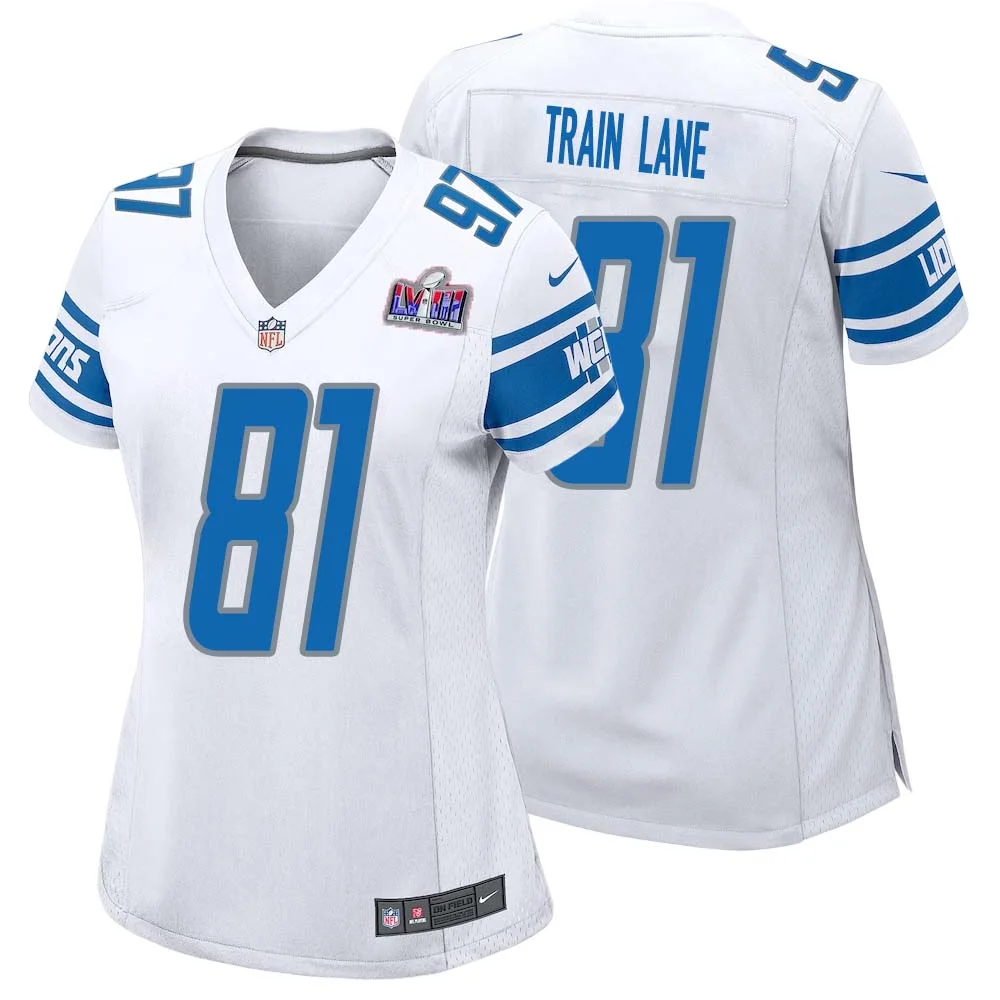 Night Train Lane No 81 Womens Custom White Detroit Lions Super Bowl LVIII Away Game Jersey