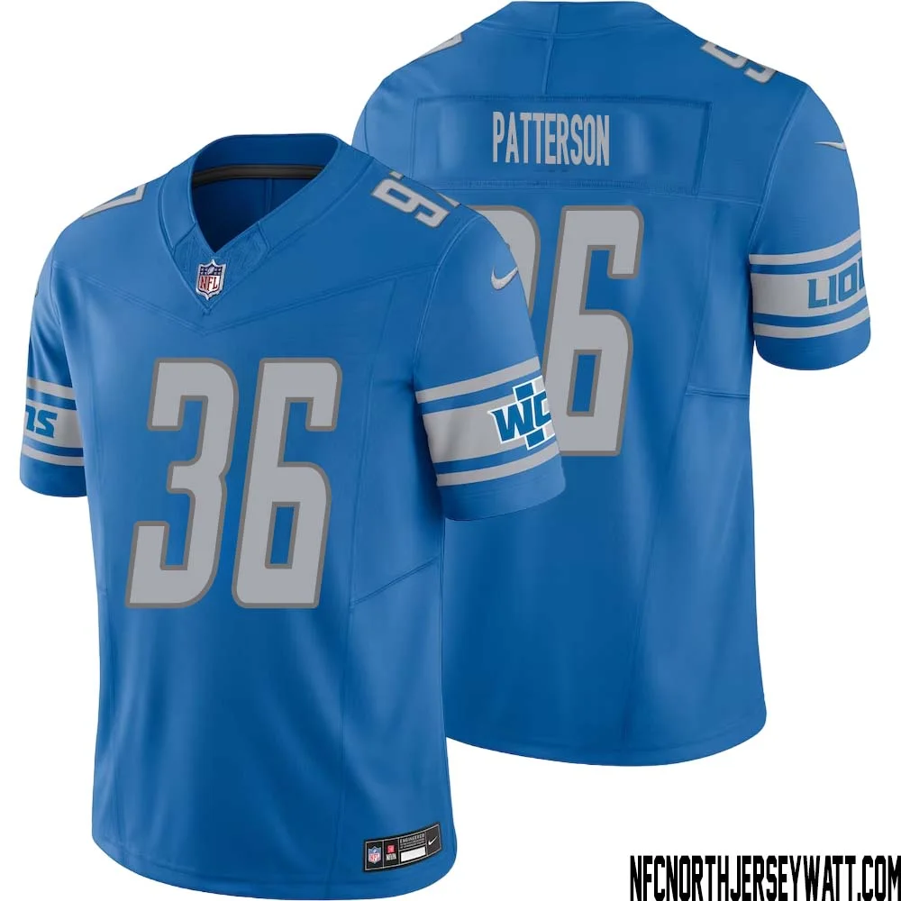 Riley Patterson No 36 Men Blue Detroit Lions Vapor F.U.S.E. Limited Jersey 1