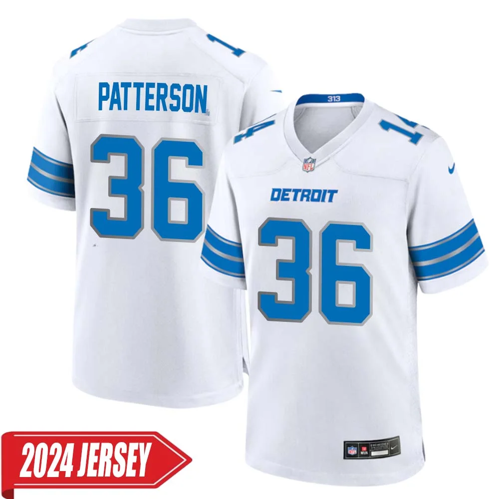 Riley Patterson No 36 Men s Detroit Lions Away Game 2024 Jersey White