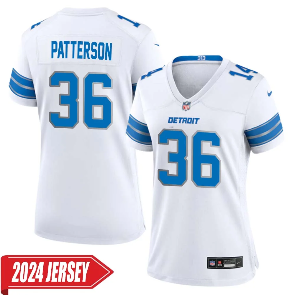 Riley Patterson No 36 Woman s Detroit Lions Away Game 2024 Jersey White
