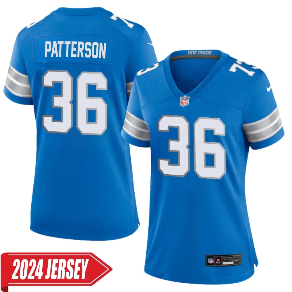 Riley Patterson No 36 Woman s Detroit Lions Home Game 2024 Jersey Blue