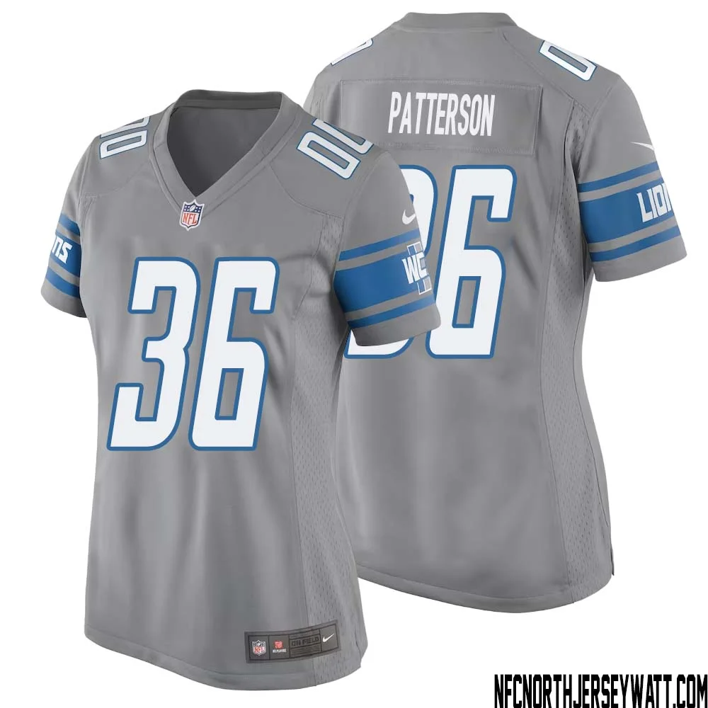 Riley Patterson No 36 Women Gray Detroit Lions Player Alternate Game Jersey