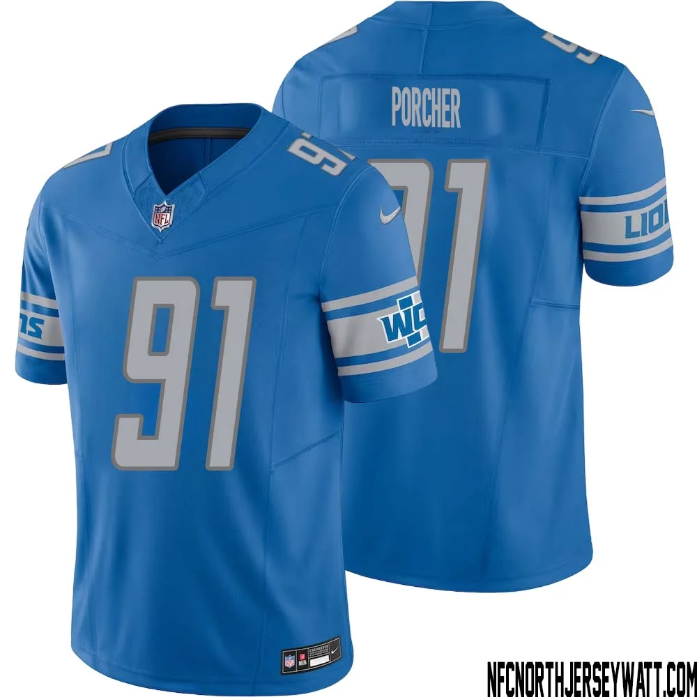 Robert Porcher No 91 Men Blue Detroit Lions Vapor F.U.S.E. Limited Jersey