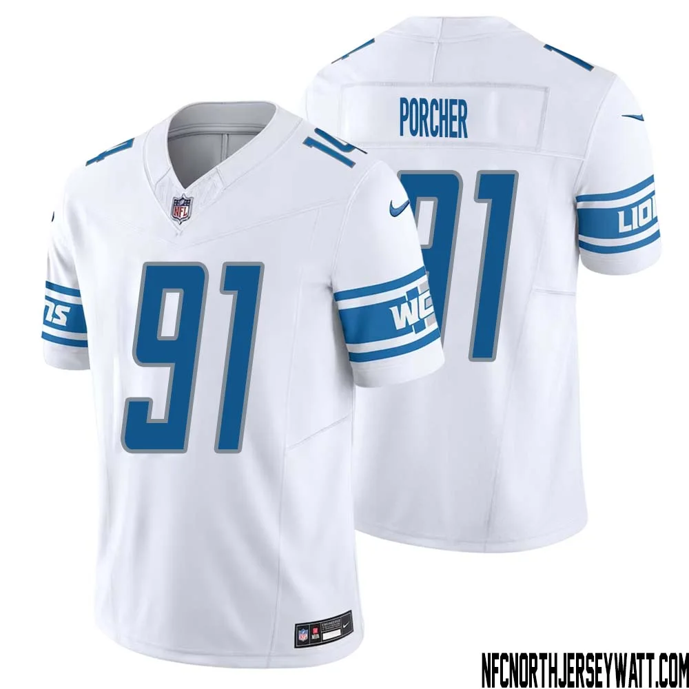 Robert Porcher No 91 Men White Detroit Lions Vapor F.U.S.E. Limited Jersey 1