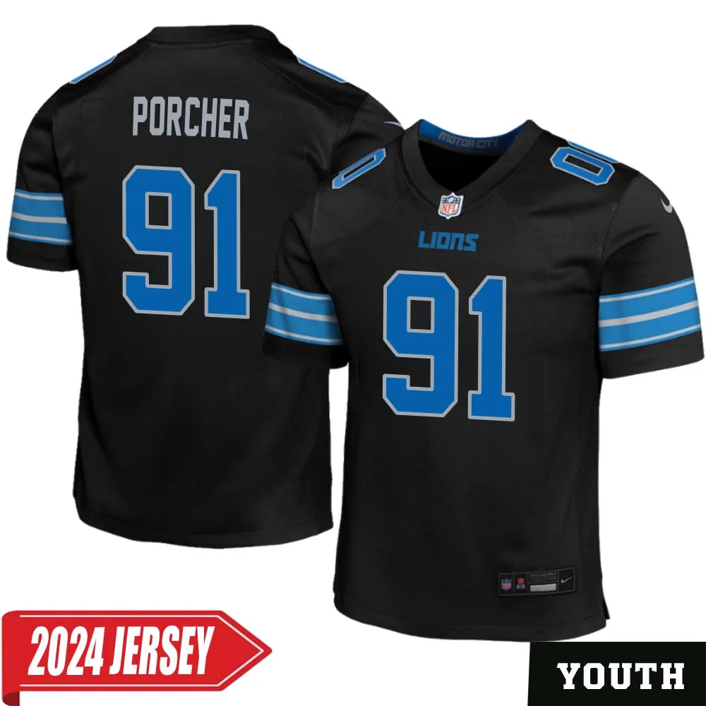 Robert Porcher No 91 Youth s Detroit Lions 2nd Alternate Vapor F.U.S.E. Limited 2024 Jersey Black