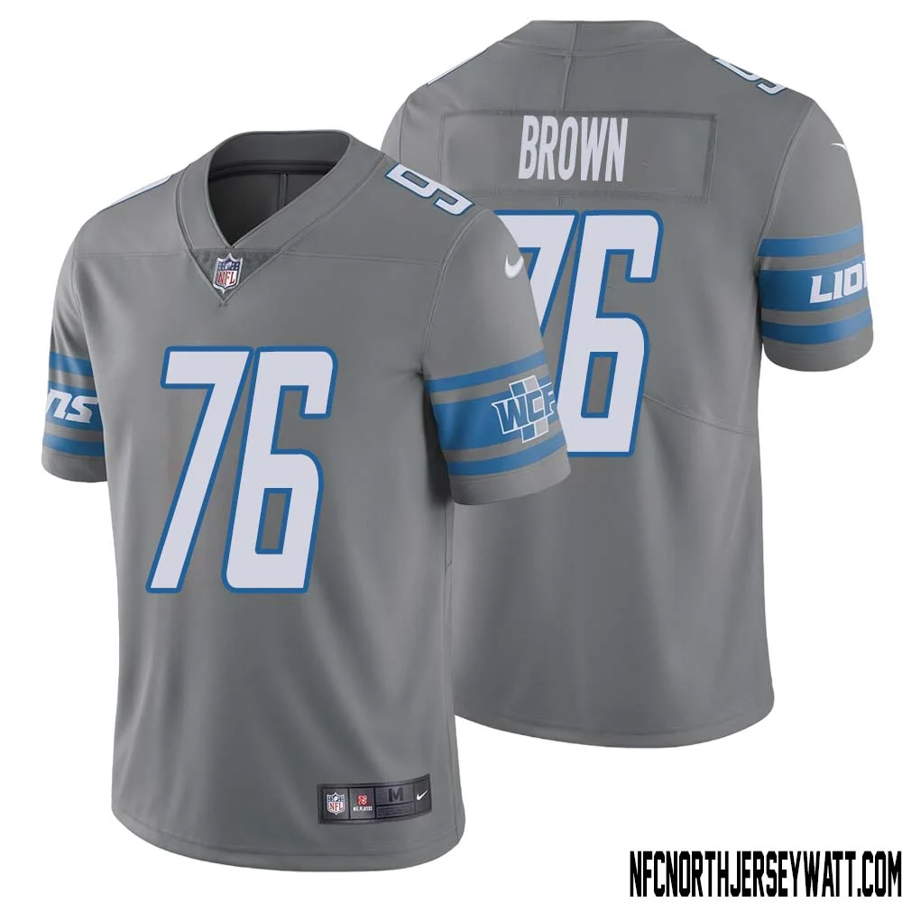 Roger Brown No 76 Men Steel Detroit Lions Vapor Untouchable Color Rush Limited Player Jersey 1