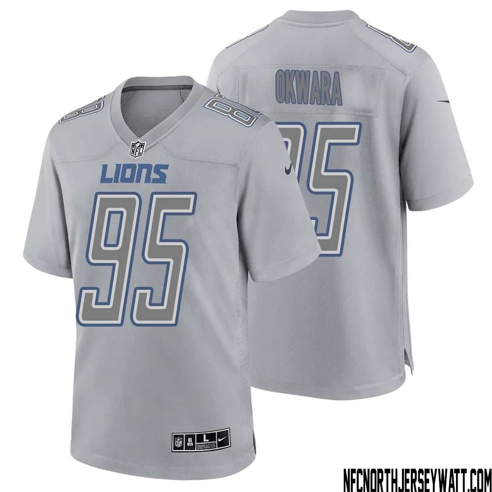 Romeo Okwara No 95 Men Gray Detroit Lions Atmosphere Fashion Game Jersey