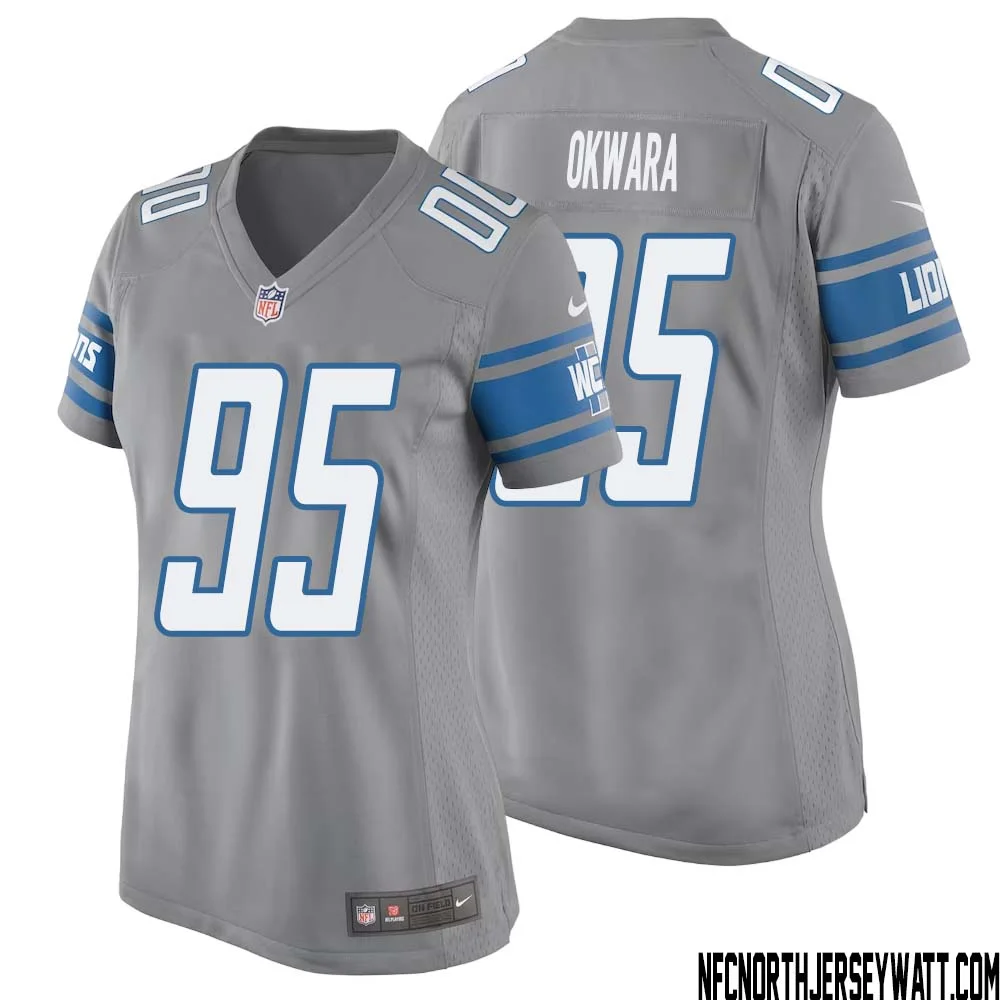 Romeo Okwara No 95 Women Gray Detroit Lions Player Alternate Game Jersey 1