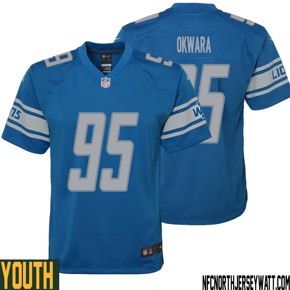 Romeo Okwara No 95 Youth Blue Detroit Lions Player Home Game Jersey
