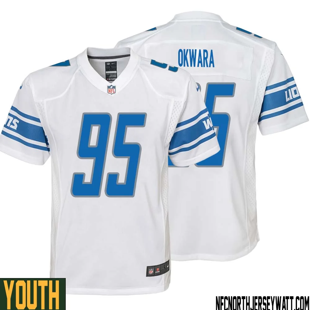 Romeo Okwara No 95 Youth White Detroit Lions Player Away Game Jersey 1