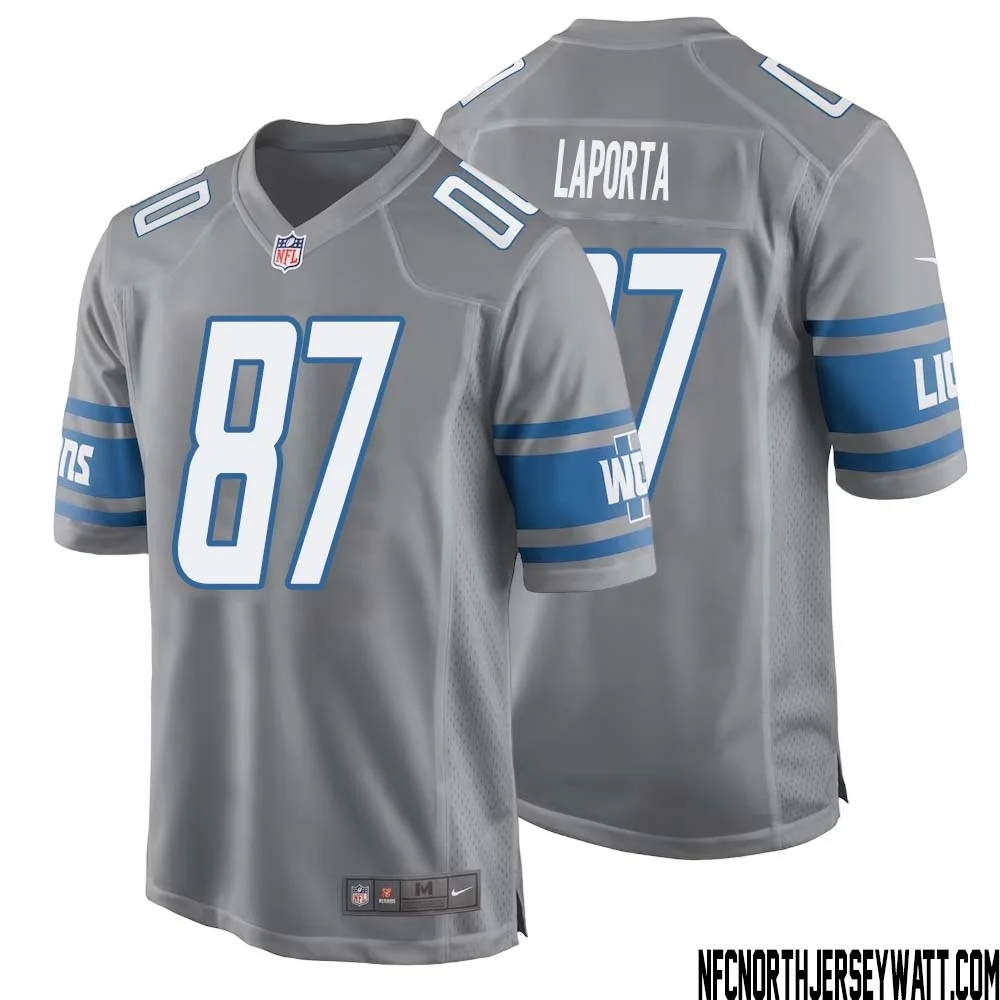 Sam LaPorta No 87 Men Gray Detroit Lions Player Alternate Game Jersey