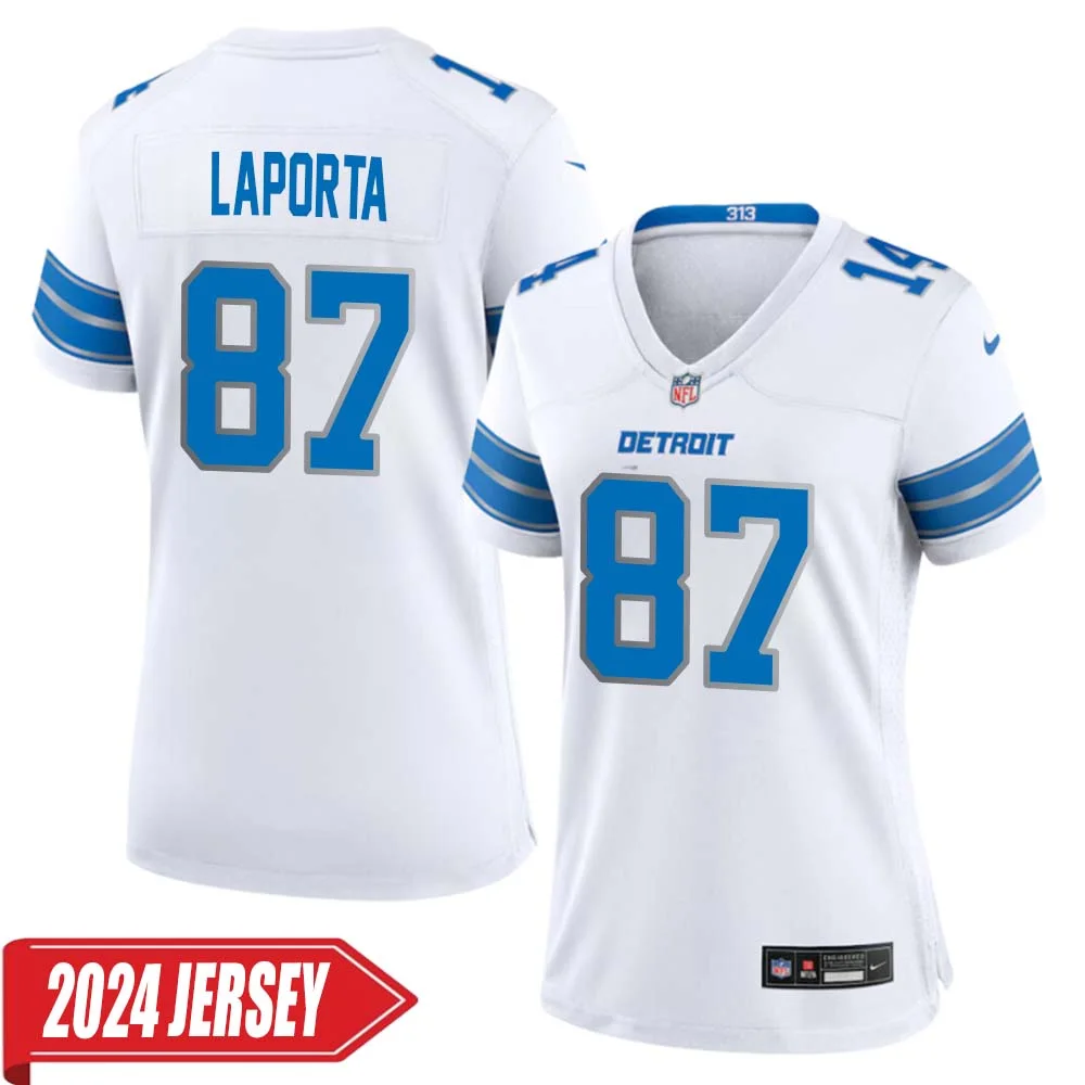 Sam LaPorta No 87 Woman s Detroit Lions Away Game 2024 Jersey White