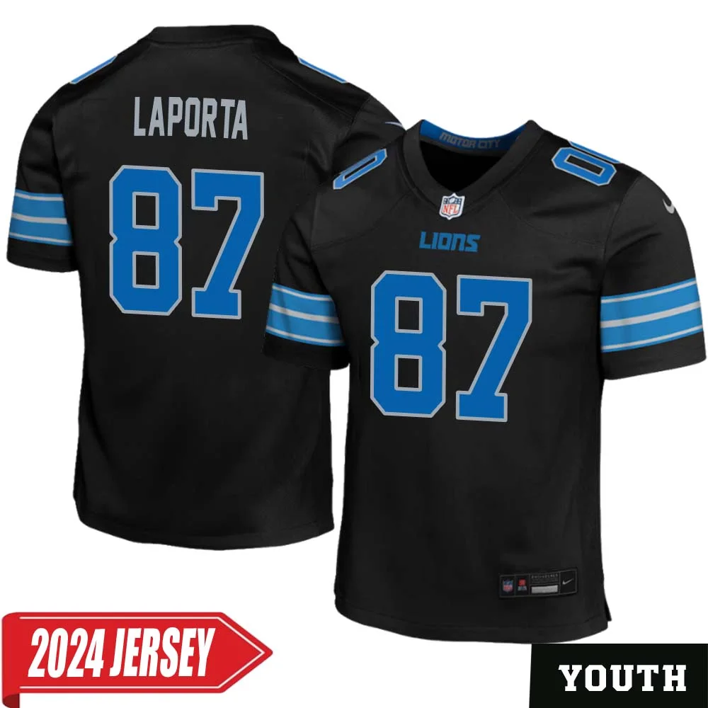 Sam LaPorta No 87 Youth s Detroit Lions 2nd Alternate Vapor F.U.S.E. Limited 2024 Jersey Black