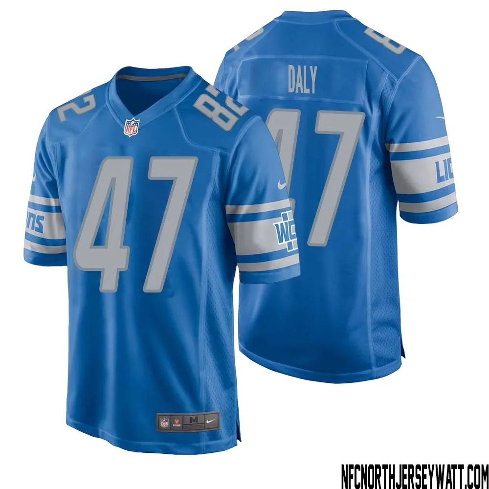 Scott Daly No 47 Men Blue Detroit Lions Player Home Game Jersey 1