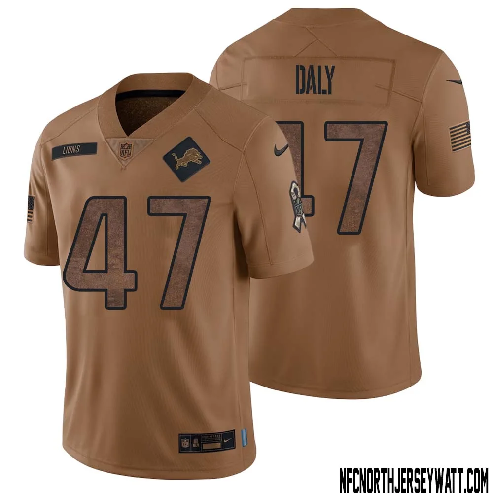 Scott Daly No 47 Men Brown Detroit Lions 2023 Salute To Service Retired Player Limited Jersey