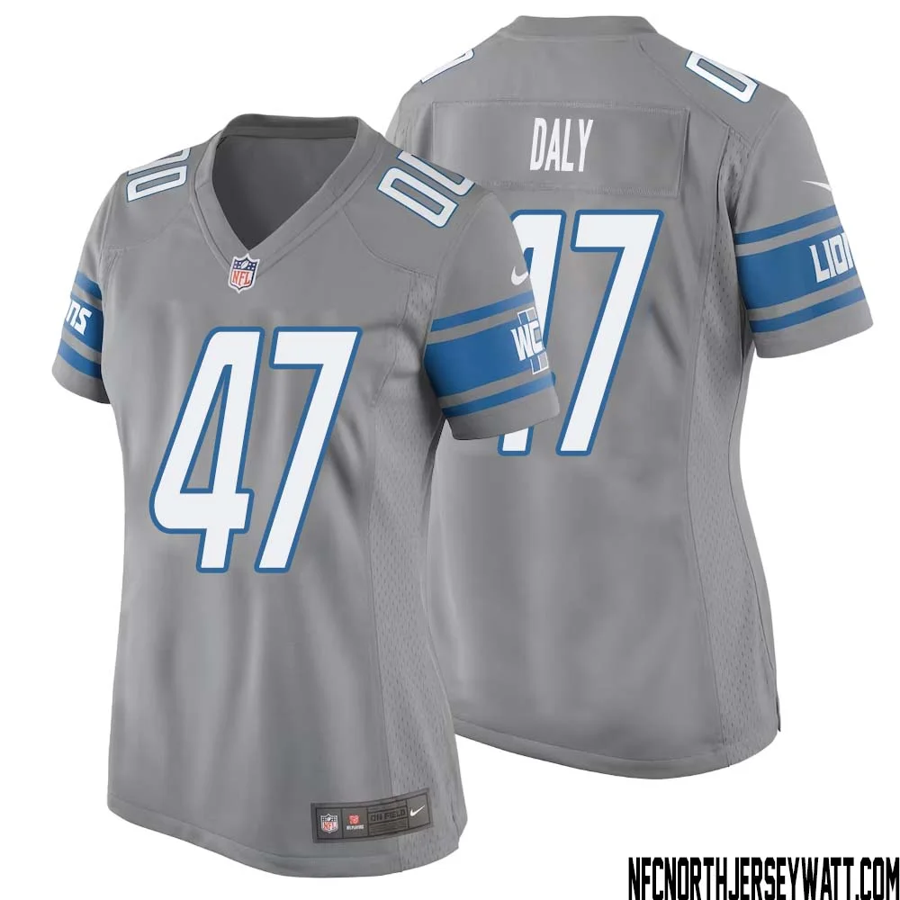 Scott Daly No 47 Women Gray Detroit Lions Player Alternate Game Jersey 1