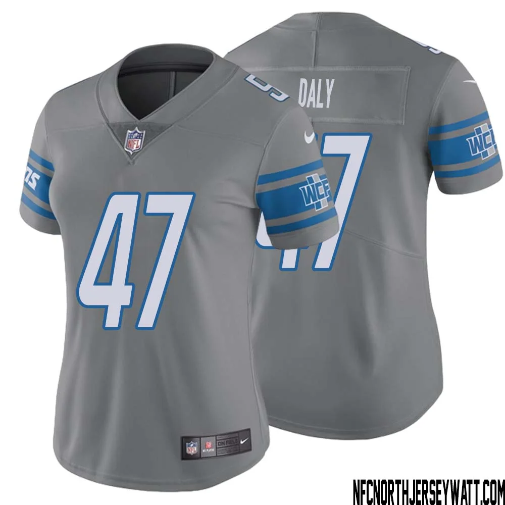 Scott Daly No 47 Women Steel Detroit Lions Vapor Untouchable Color Rush Limited Player Jersey