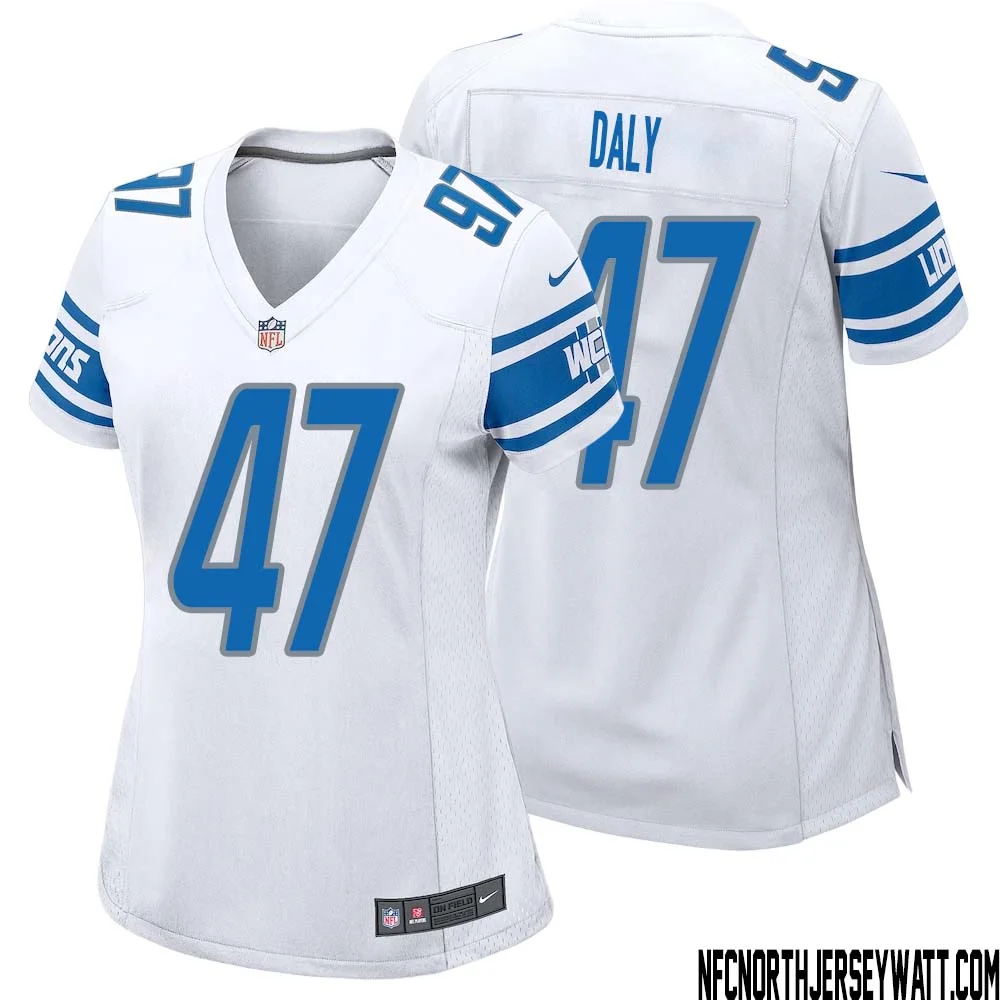 Scott Daly No 47 Women White Detroit Lions Player Away Game Jersey 1