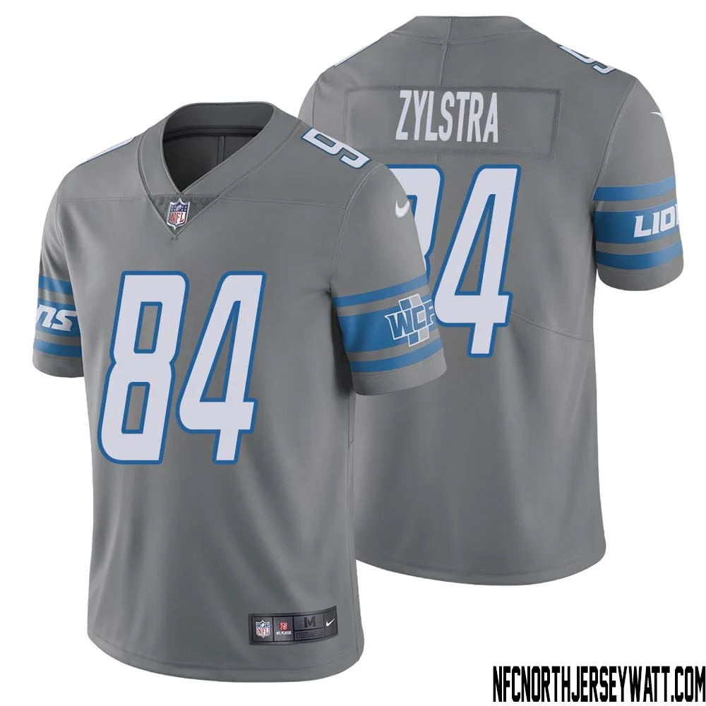 Shane Zylstra No 84 Men Steel Detroit Lions Vapor Untouchable Color Rush Limited Player Jersey 1