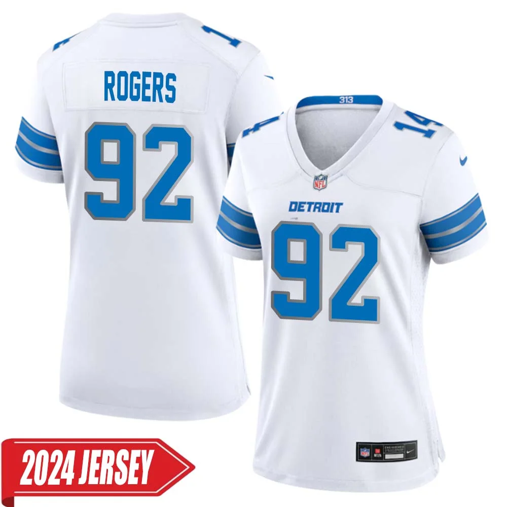 Shaun Rogers No 92 Woman s Detroit Lions Away Game 2024 Jersey White