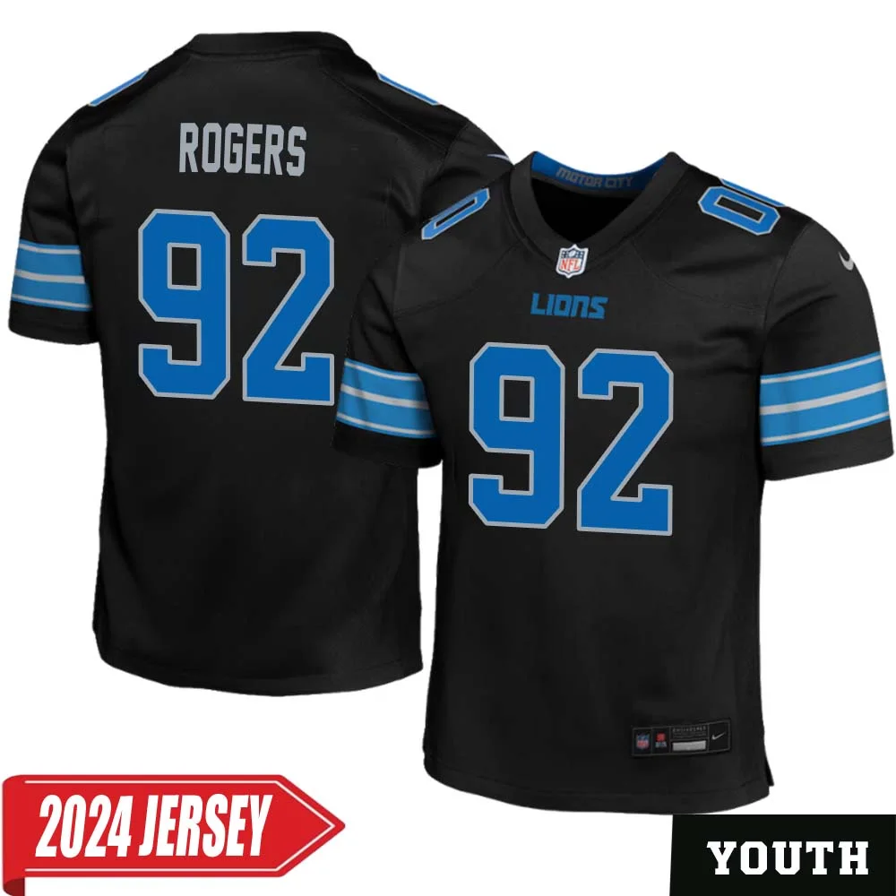 Shaun Rogers No 92 Youth s Detroit Lions 2nd Alternate Vapor F.U.S.E. Limited 2024 Jersey Black