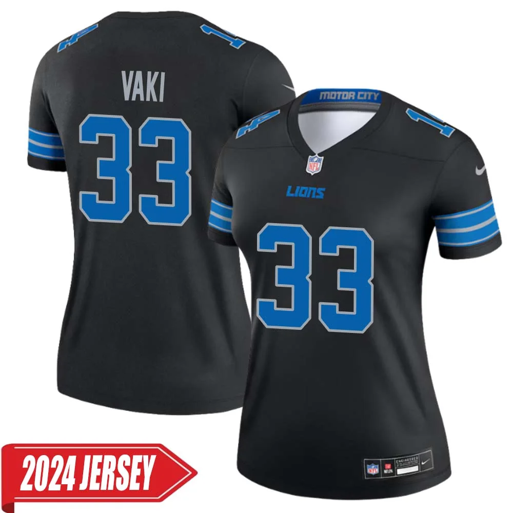 Sione Vaki No 33 Woman s Detroit Lions 2nd Alternate Vapor F.U.S.E. Limited 2024 Jersey Black