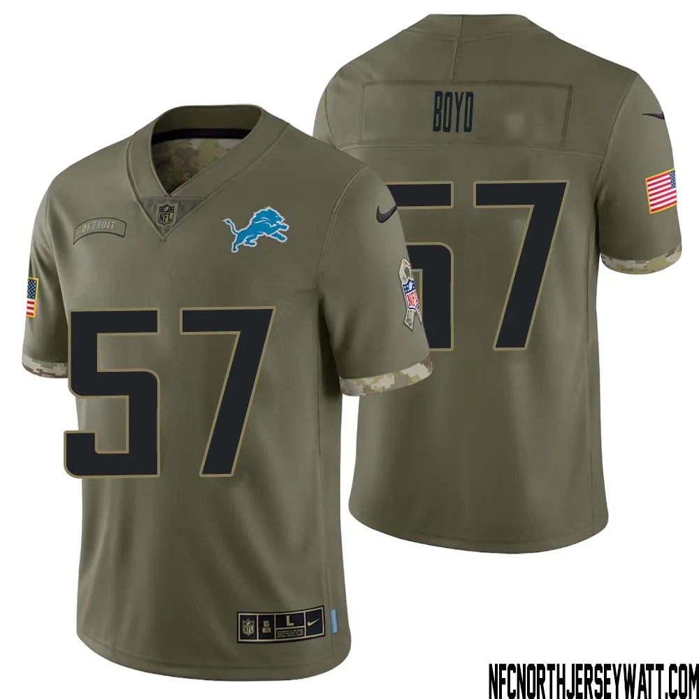 Stephen Boyd No 57 Men Olive Detroit Lions 2022 Salute To Service Retired Player Limited Jersey