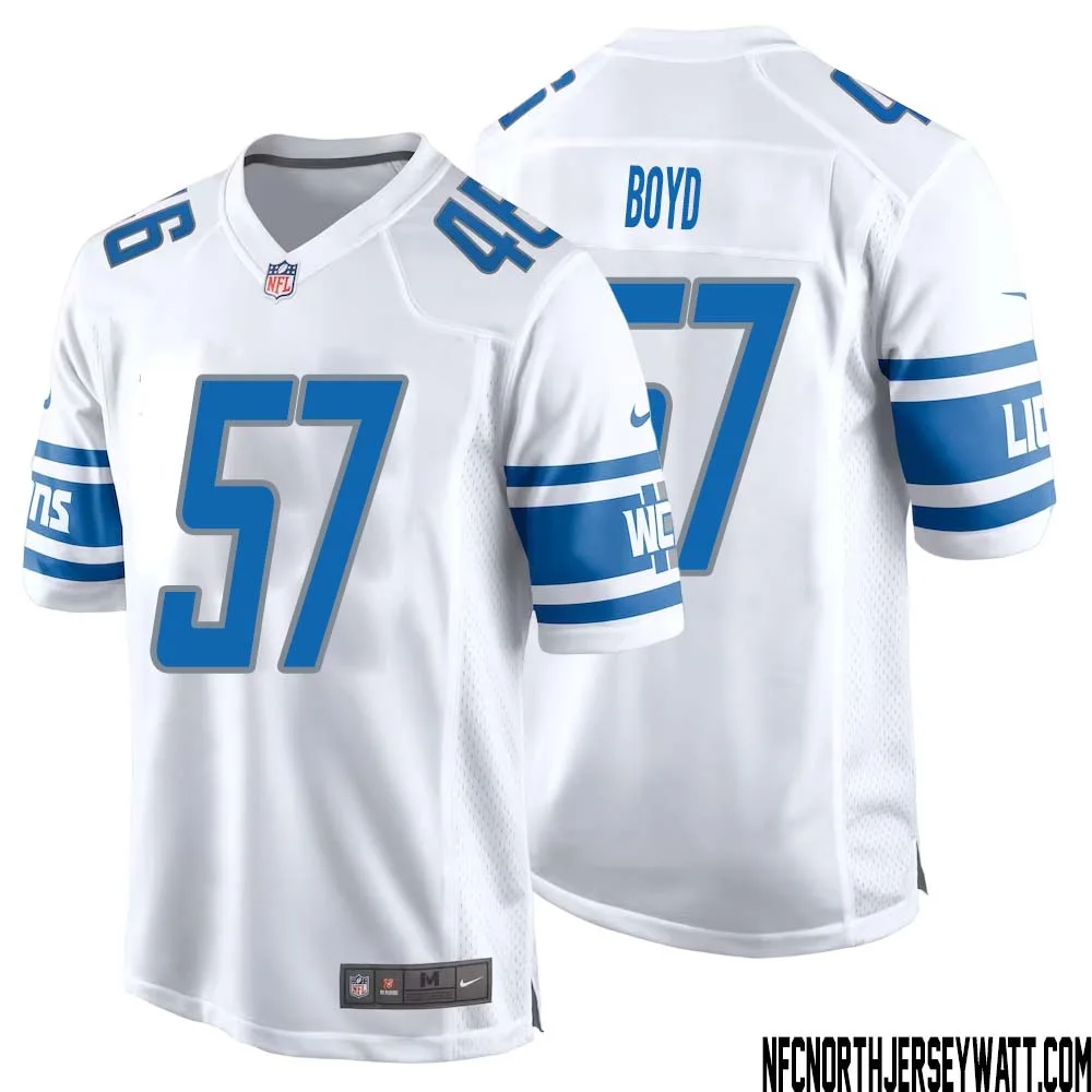 Stephen Boyd No 57 Men White Detroit Lions Player Away Game Jersey 1