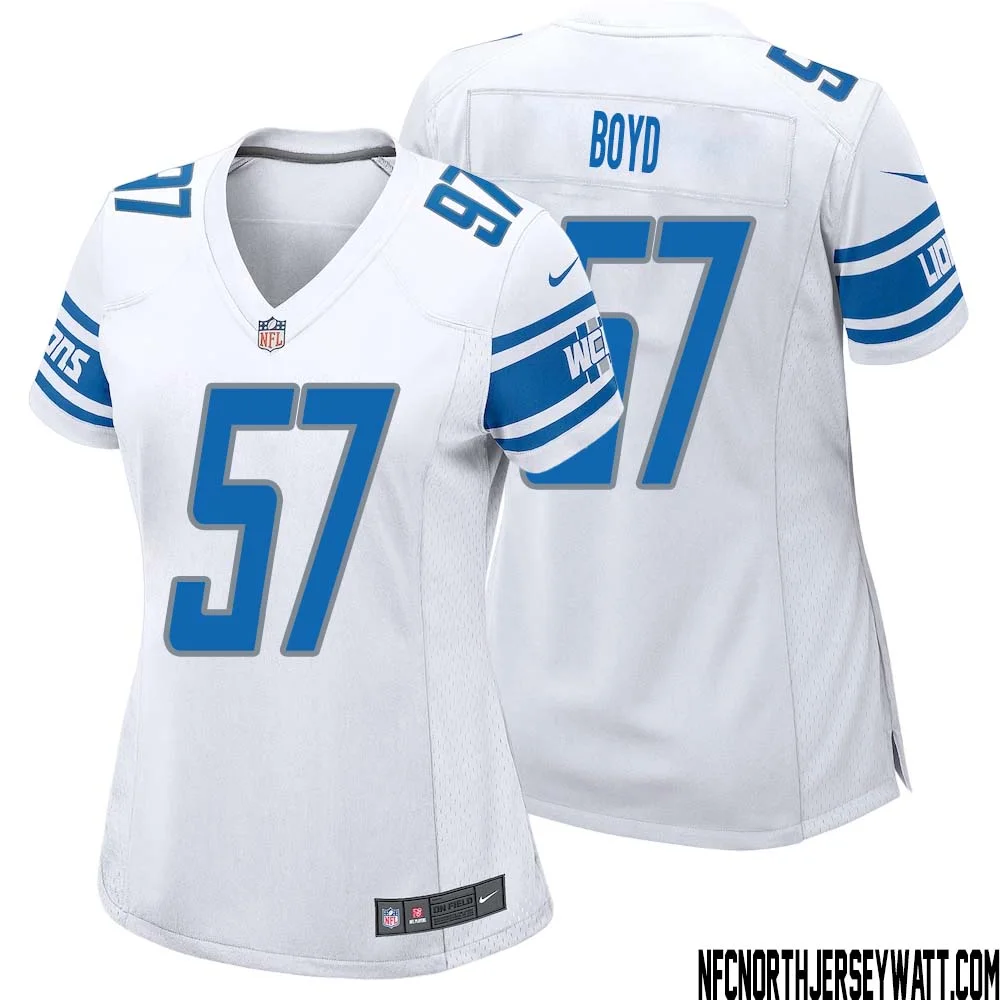 Stephen Boyd No 57 Women White Detroit Lions Player Away Game Jersey