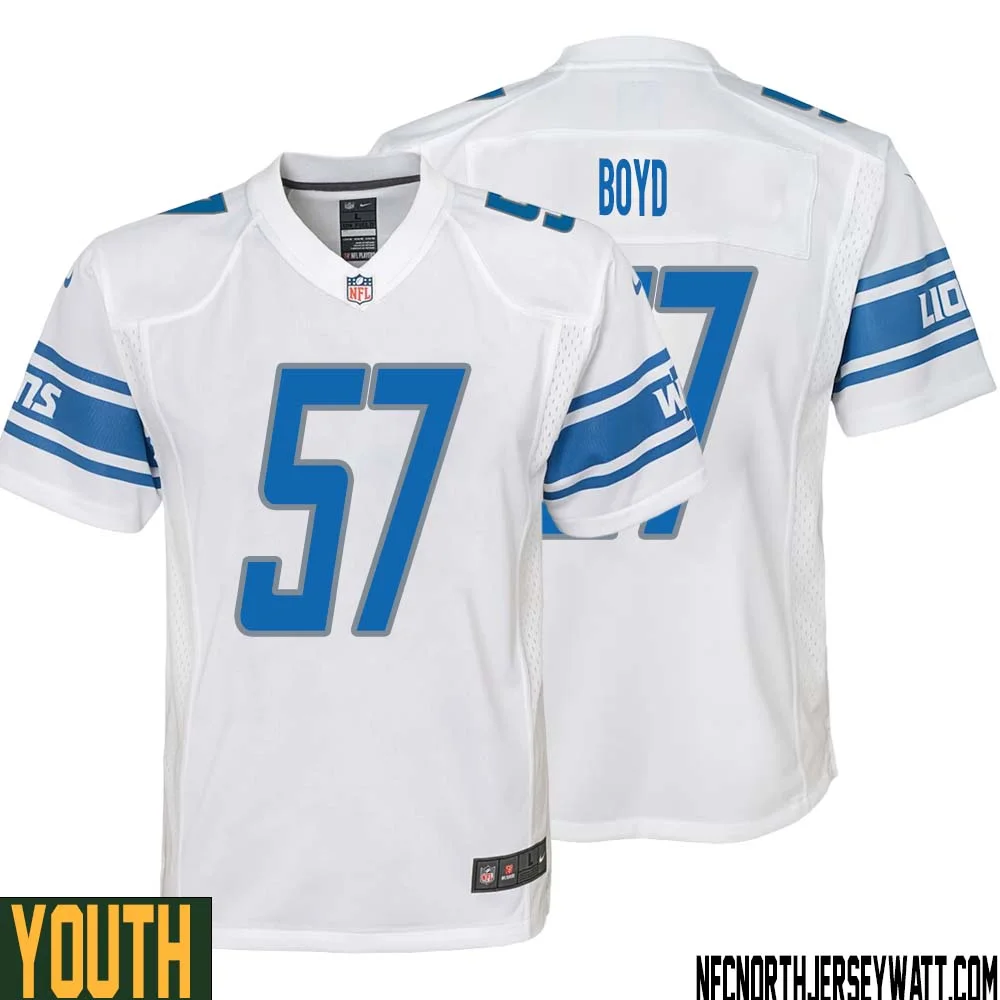 Stephen Boyd No 57 Youth White Detroit Lions Player Away Game Jersey 1