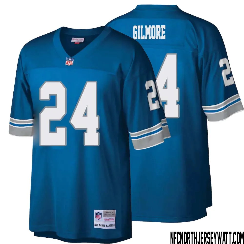 Steven Gilmore No 24 Men Mitchell Ness Blue Detroit Lions Legacy Replica Jersey 1