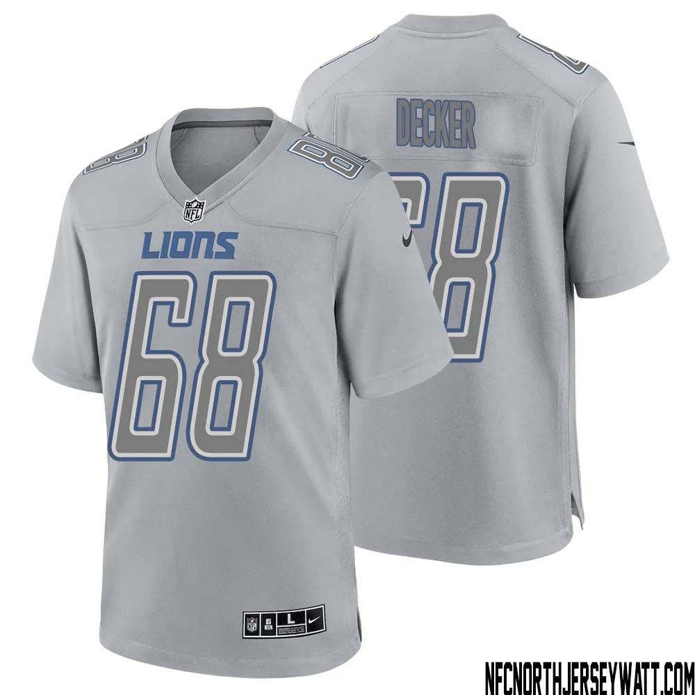 Taylor Decker No 68 Men Gray Detroit Lions Atmosphere Fashion Game Jersey