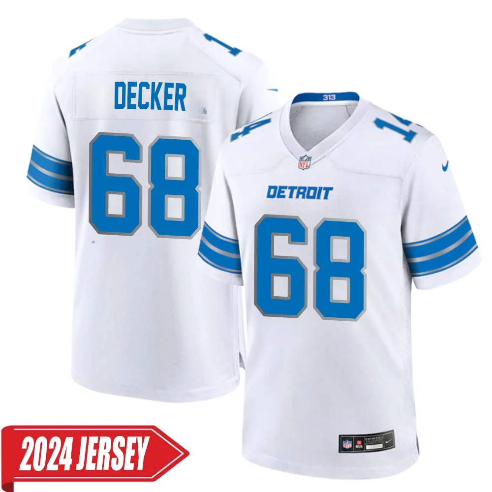 Taylor Decker No 68 Men s Detroit Lions Away Game 2024 Jersey White