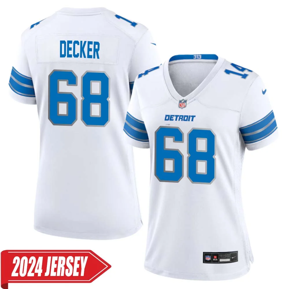 Taylor Decker No 68 Woman s Detroit Lions Away Game 2024 Jersey White